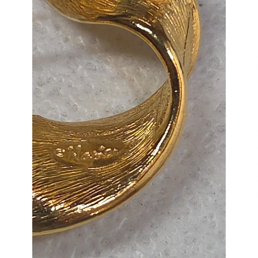 Vintage Napier Gold Tone Abstract Swirl Brooch Textured Modernist Pin Signed